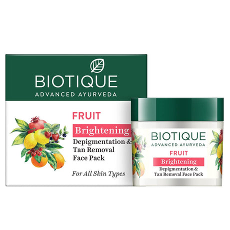 Biotique Fruit Brightening Depigmentation and Tan Removal Face Pack| Ayurvedic and Organically Pure| Tan Removal Face Pack for All Skin Types|100% Botanical Extracts| 75gm - Vamzn#