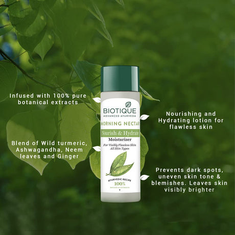Biotique Morning Nectar Flawless Skin Moisturizer Lotion L Prevents Dark Spots, Blackheads And Blemishes L Visibly Flawless Skin L Nourishes And Hydrates Skin L All Skin Types L 190Ml - Vamzn#