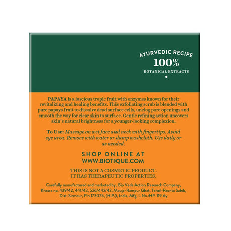 Biotique Papaya Tan Removal Brightening & Revitalizing Face Scrub | Gentle Exfoliation | Smooth and Clear Complexation | 100% Botanical Extracts| Suitable for All Skin Types | 100g - Vamzn#