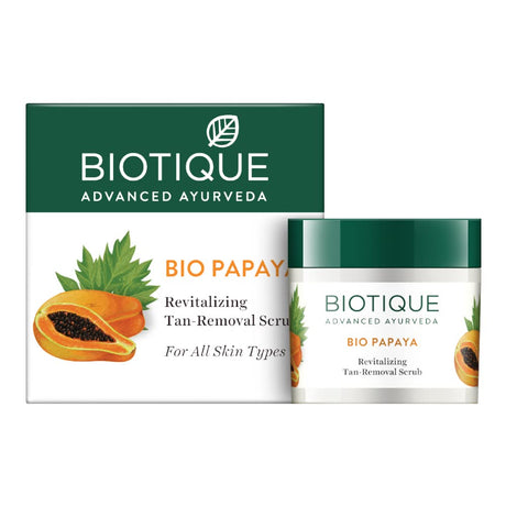 Biotique Papaya Tan Removal Brightening & Revitalizing Face Scrub | Gentle Exfoliation | Smooth and Clear Complexation | 100% Botanical Extracts| Suitable for All Skin Types | 100g - Vamzn#