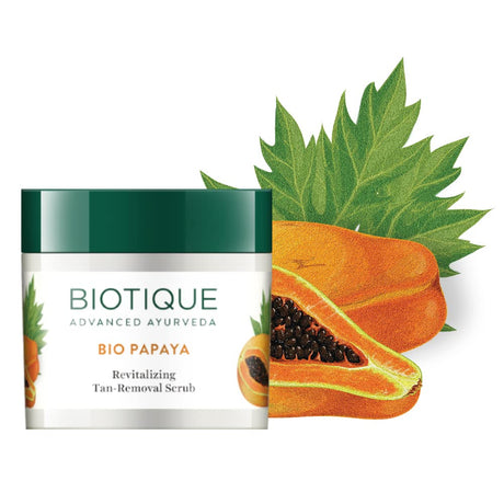 Biotique Papaya Tan Removal Brightening & Revitalizing Face Scrub | Gentle Exfoliation | Smooth and Clear Complexation | 100% Botanical Extracts| Suitable for All Skin Types | 100g - Vamzn#