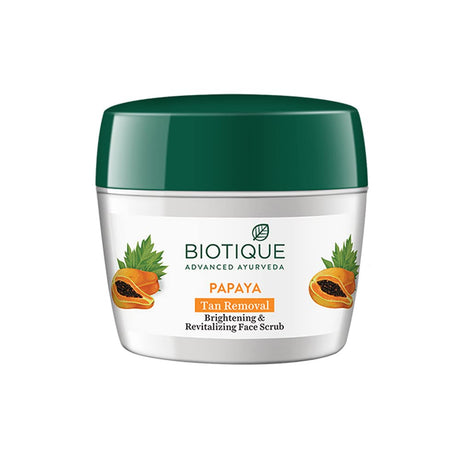 Biotique Papaya Tan Removal Brightening & Revitalizing Face Scrub | Gentle Exfoliation | Smooth and Clear Complexation | 100% Botanical Extracts| Suitable for All Skin Types | 100g - Vamzn#