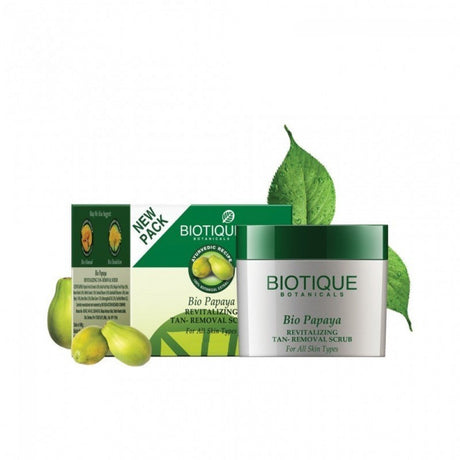 Biotique Papaya Tan Removal Brightening & Revitalizing Face Scrub | Gentle Exfoliation | Smooth and Clear Complexation | 100% Botanical Extracts| Suitable for All Skin Types | 100g - Vamzn#