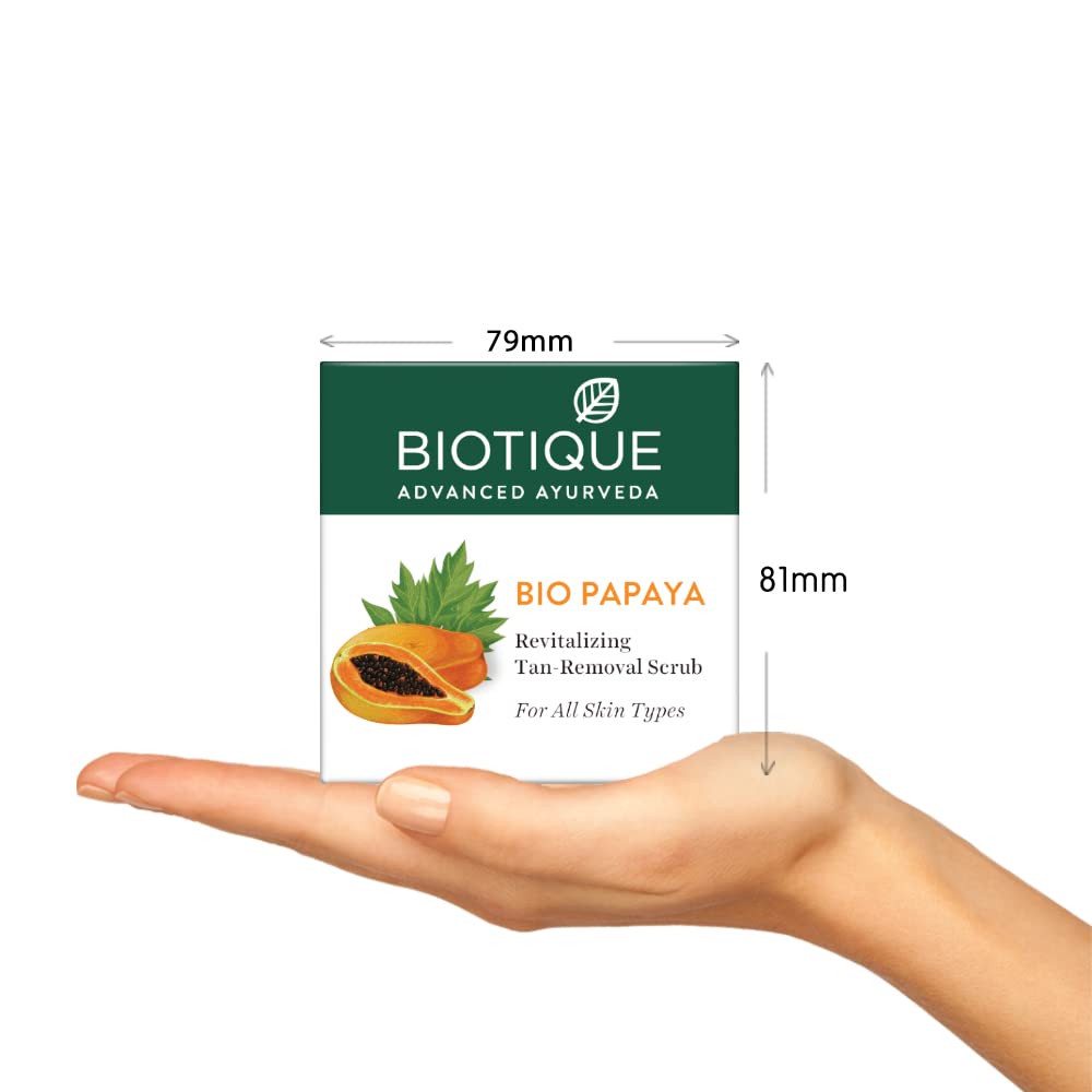 Biotique Papaya Tan Removal Brightening & Revitalizing Face Scrub | Gentle Exfoliation | Smooth and Clear Complexation | 100% Botanical Extracts| Suitable for All Skin Types | 100g - Vamzn#