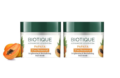Biotique Papaya Tan Removal Brightening & Revitalizing Face Scrub | Gentle Exfoliation | Smooth and Clear Complexation | 100% Botanical Extracts| Suitable for All Skin Types | 100g - Vamzn#