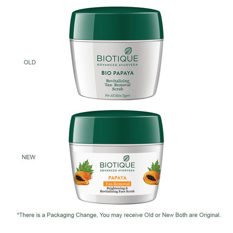 Biotique Papaya Tan Removal Brightening & Revitalizing Face Scrub | Gentle Exfoliation | Smooth and Clear Complexation | 100% Botanical Extracts| Suitable for All Skin Types | 100g - Vamzn#