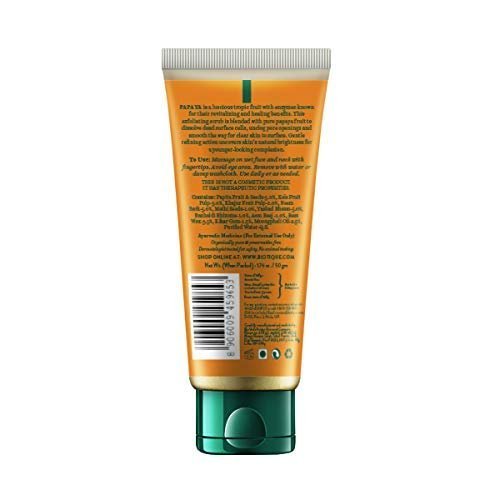 Biotique Papaya Tan Removal Brightening & Revitalizing Face Scrub | Gentle Exfoliation | Smooth and Clear Complexation | 100% Botanical Extracts| Suitable for All Skin Types | 100g - Vamzn#