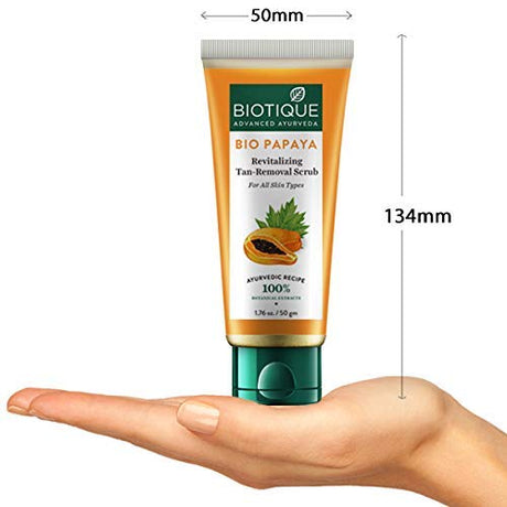 Biotique Papaya Tan Removal Brightening & Revitalizing Face Scrub | Gentle Exfoliation | Smooth and Clear Complexation | 100% Botanical Extracts| Suitable for All Skin Types | 100g - Vamzn#