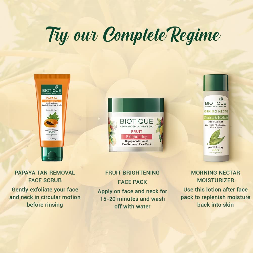 Biotique Papaya Tan Removal Brightening & Revitalizing Face Scrub | Gentle Exfoliation | Smooth and Clear Complexation | 100% Botanical Extracts| Suitable for All Skin Types | 100g - Vamzn#