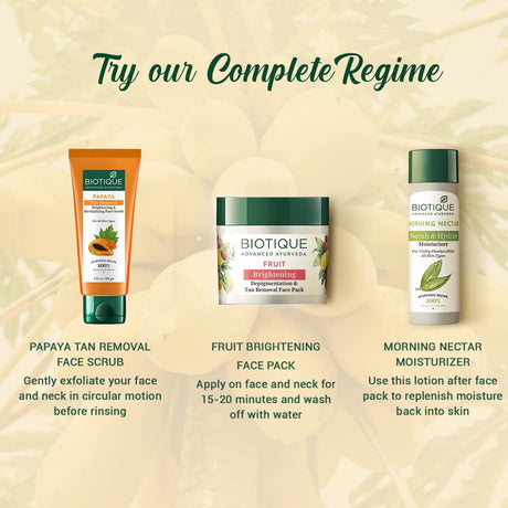 Biotique Papaya Tan Removal Brightening & Revitalizing Face Scrub | Gentle Exfoliation | Smooth and Clear Complexation | 100% Botanical Extracts| Suitable for All Skin Types | 100g - Vamzn#