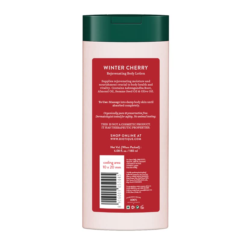Biotique Winter Cherry Rejuvenating Lotion, 300 milliliters (Pack of 1) | 100% botanical extracts | suitable for all skin types - Vamzn#