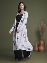 Black and White Koti Style Silk and Georgette Embroidered Palazo Suit - Vamzn#