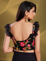 Black Georgette Embroidered Designer Lehenga - Vamzn#