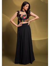 Black Georgette Embroidered Designer Lehenga - Vamzn#