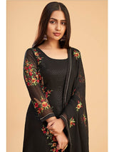 Black Georgette Embroidered Pant Style Suit - Vamzn#