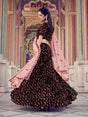 Black Heavy Embroidered Fur Lehenga - Vamzn#