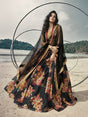 Black Organza Printed Lehenga - Vamzn#