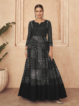 Black Real Georgette Designer salwar kameez - Vamzn#