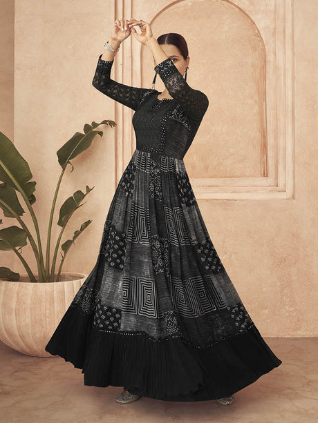 Black Real Georgette Designer salwar kameez - Vamzn#