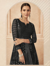 Black Real Georgette Designer salwar kameez - Vamzn#