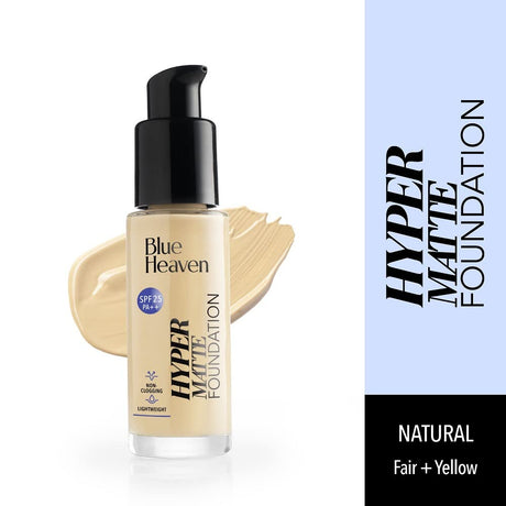 Blue Heaven Hyper Matte Foundation for Face Makeup with SPF 25 PA++, Matte Finish, Light Weight Formula, Medium Coverage for All types of Skin, Cream 302 - Honey Tan, 30ml - Vamzn#