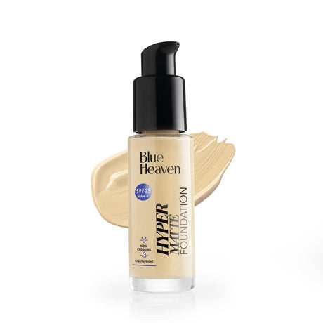 Blue Heaven Hyper Matte Foundation for Face Makeup with SPF 25 PA++, Matte Finish, Light Weight Formula, Medium Coverage for All types of Skin, Cream 302 - Honey Tan, 30ml - Vamzn#