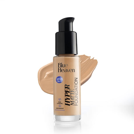 Blue Heaven Hyper Matte Foundation for Face Makeup with SPF 25 PA++, Matte Finish, Light Weight Formula, Medium Coverage for All types of Skin, Cream 302 - Honey Tan, 30ml - Vamzn#