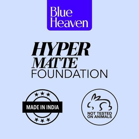 Blue Heaven Hyper Matte Foundation for Face Makeup with SPF 25 PA++, Matte Finish, Light Weight Formula, Medium Coverage for All types of Skin, Cream 302 - Honey Tan, 30ml - Vamzn#