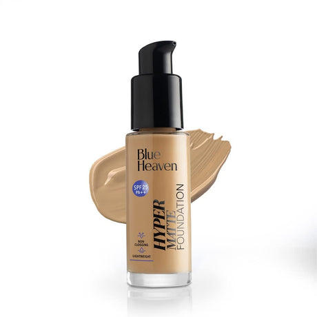 Blue Heaven Hyper Matte Foundation for Face Makeup with SPF 25 PA++, Matte Finish, Light Weight Formula, Medium Coverage for All types of Skin, Cream 302 - Honey Tan, 30ml - Vamzn#