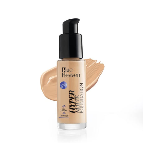 Blue Heaven Hyper Matte Foundation for Face Makeup with SPF 25 PA++, Matte Finish, Light Weight Formula, Medium Coverage for All types of Skin, Cream 302 - Honey Tan, 30ml - Vamzn#