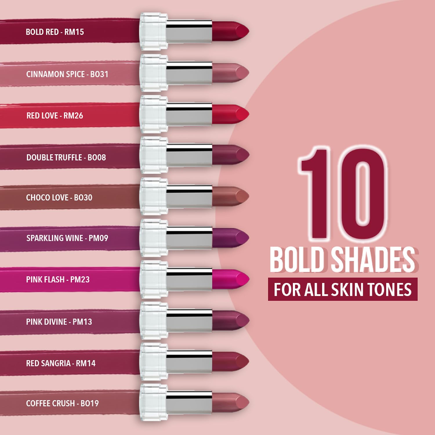 Blue Heaven Matte Love Mini Lipsticks pack of 10 | Long Lasting, Hydrating & Moisturizing Mini Roll on Lipsticks for Women | Soft - Matte Finish | 13g - Vamzn#