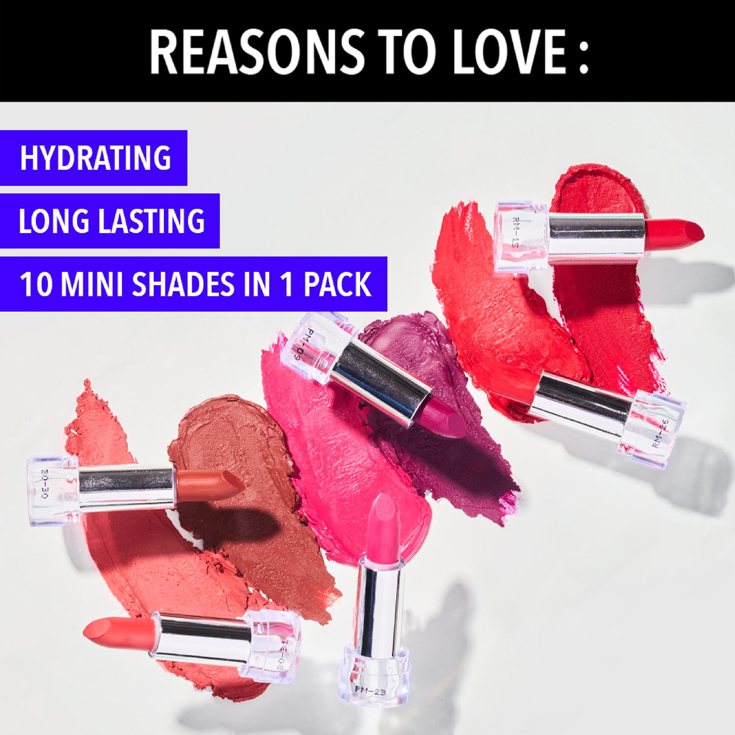 Blue Heaven Matte Love Mini Lipsticks pack of 10 | Long Lasting, Hydrating & Moisturizing Mini Roll on Lipsticks for Women | Soft - Matte Finish | 13g - Vamzn#