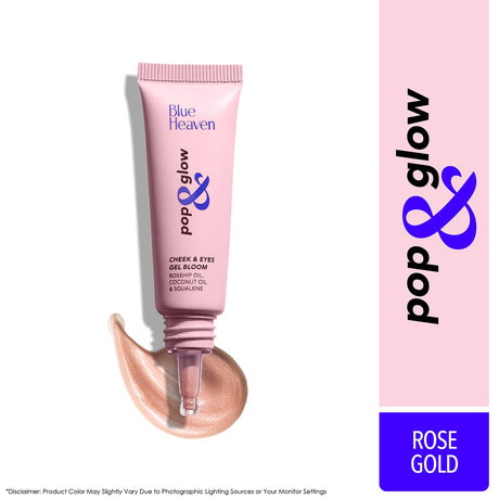 Blue Heaven Pop & Glow Eye & Cheek tint blusher for face makeup, Blush enriched with Rosehip and Coconut oil - Glam Pink, 12ml - Vamzn#