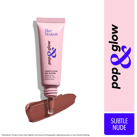 Blue Heaven Pop & Glow Eye & Cheek tint blusher for face makeup, Blush enriched with Rosehip and Coconut oil - Glam Pink, 12ml - Vamzn#