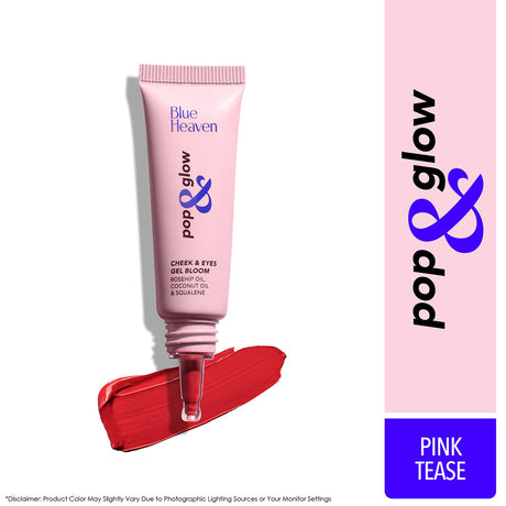 Blue Heaven Pop & Glow Eye & Cheek tint blusher for face makeup, Blush enriched with Rosehip and Coconut oil - Glam Pink, 12ml - Vamzn#