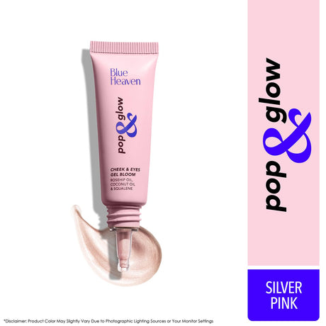 Blue Heaven Pop & Glow Eye & Cheek tint blusher for face makeup, Blush enriched with Rosehip and Coconut oil - Glam Pink, 12ml - Vamzn#