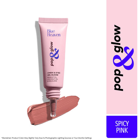 Blue Heaven Pop & Glow Eye & Cheek tint blusher for face makeup, Blush enriched with Rosehip and Coconut oil - Glam Pink, 12ml - Vamzn#