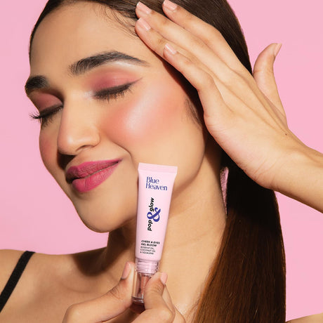 Blue Heaven Pop & Glow Eye & Cheek tint blusher for face makeup, Blush enriched with Rosehip and Coconut oil - Glam Pink, 12ml - Vamzn#