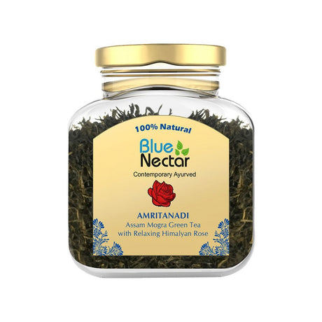 Blue Nectar Amritanadi Assam Mogra Green Tea with Himalyan Rose - Vamzn#