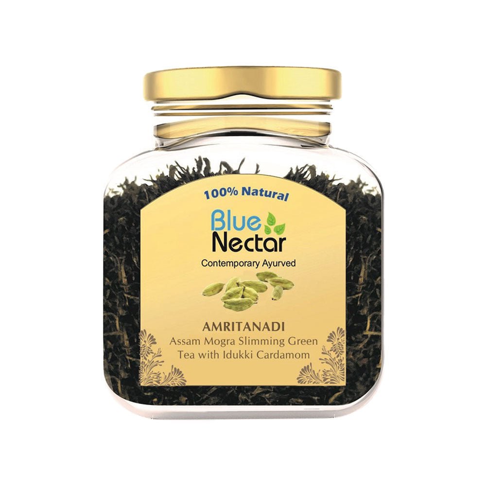 Blue Nectar Amritanadi Assam Mogra Slimming Green Tea with Idukki Cardamom - Vamzn#