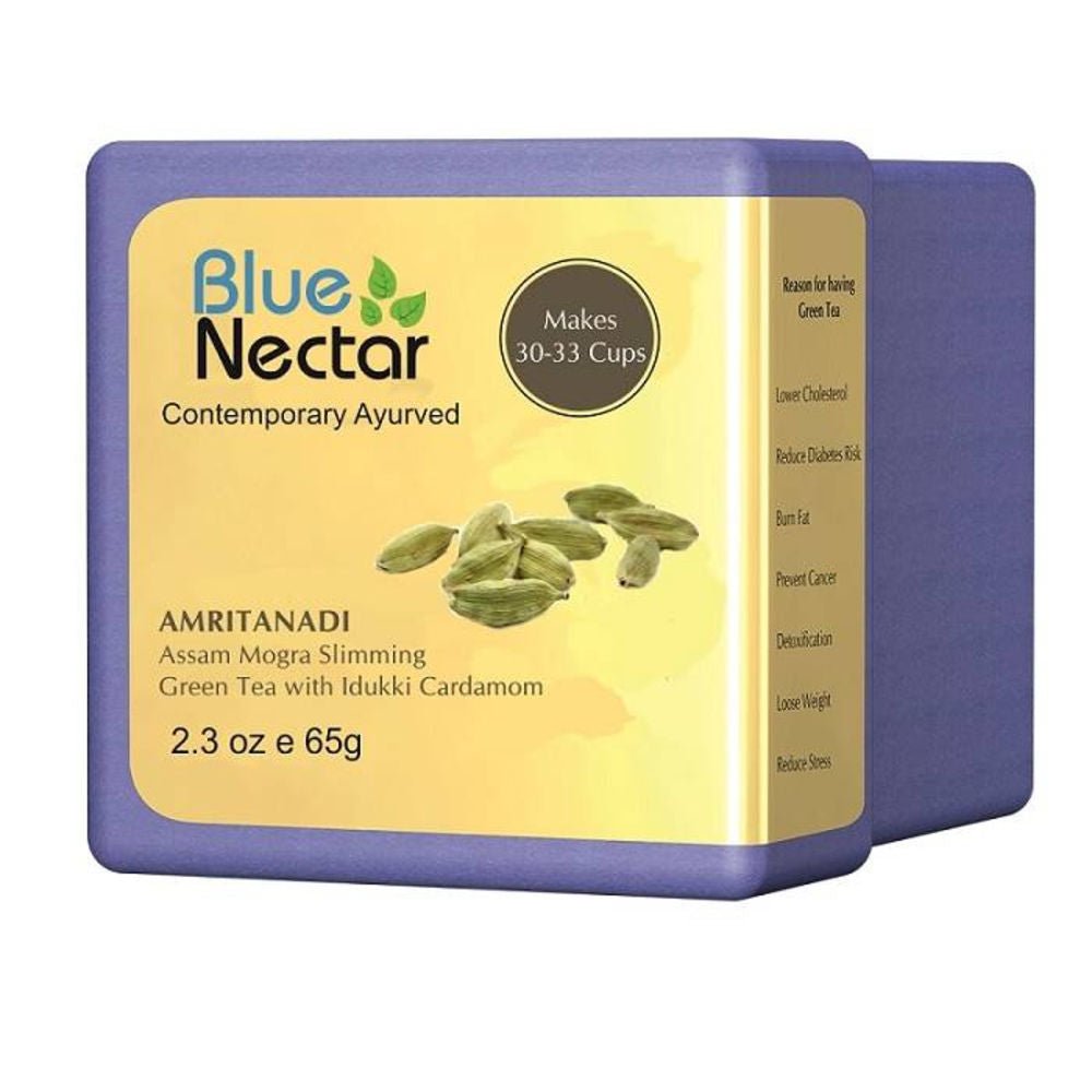 Blue Nectar Amritanadi Assam Mogra Slimming Green Tea with Idukki Cardamom - Vamzn#