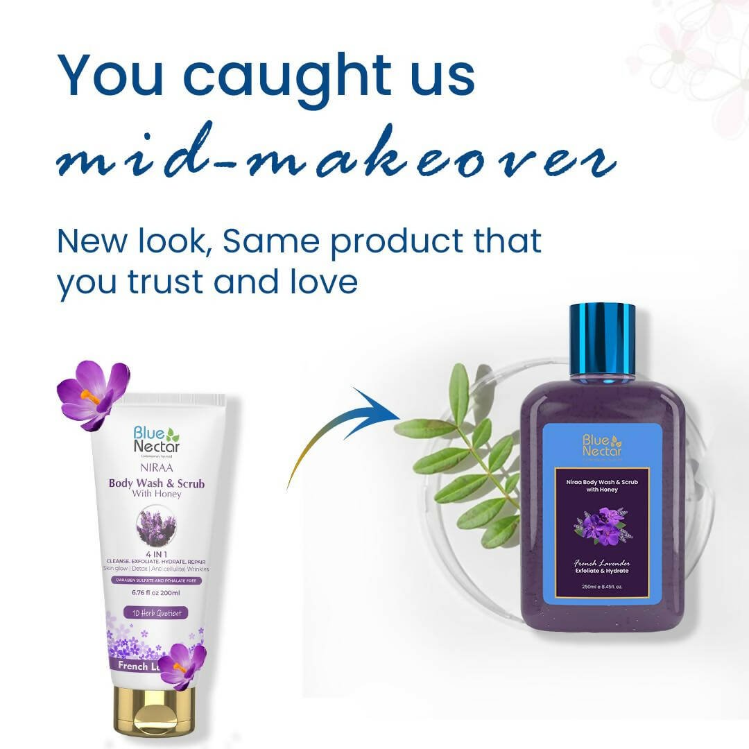 Blue Nectar Niraa Body Wash & Scrub with Honey - French Lavender - Vamzn#