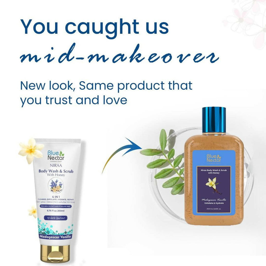 Blue Nectar Niraa Body Wash & Scrub with Honey - Madagascar Vanilla - Vamzn#