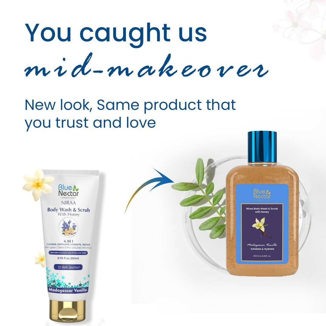 Blue Nectar Niraa Body Wash & Scrub with Honey - Madagascar Vanilla - Vamzn#