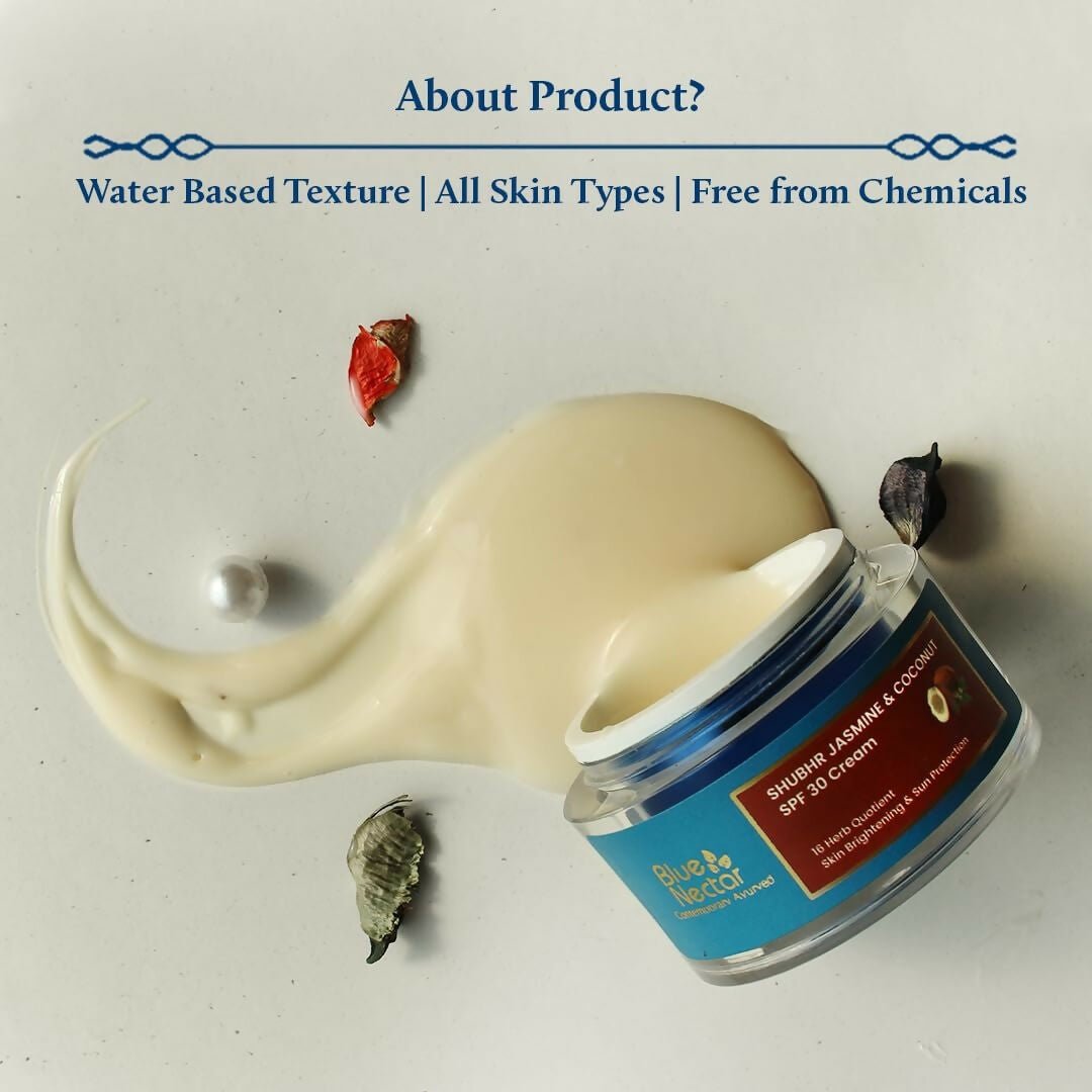 Blue Nectar Shubhr Jasmine & Coconut SPF 30 Sunscreen Face Cream for Plant Based Sun Protection - Vamzn#