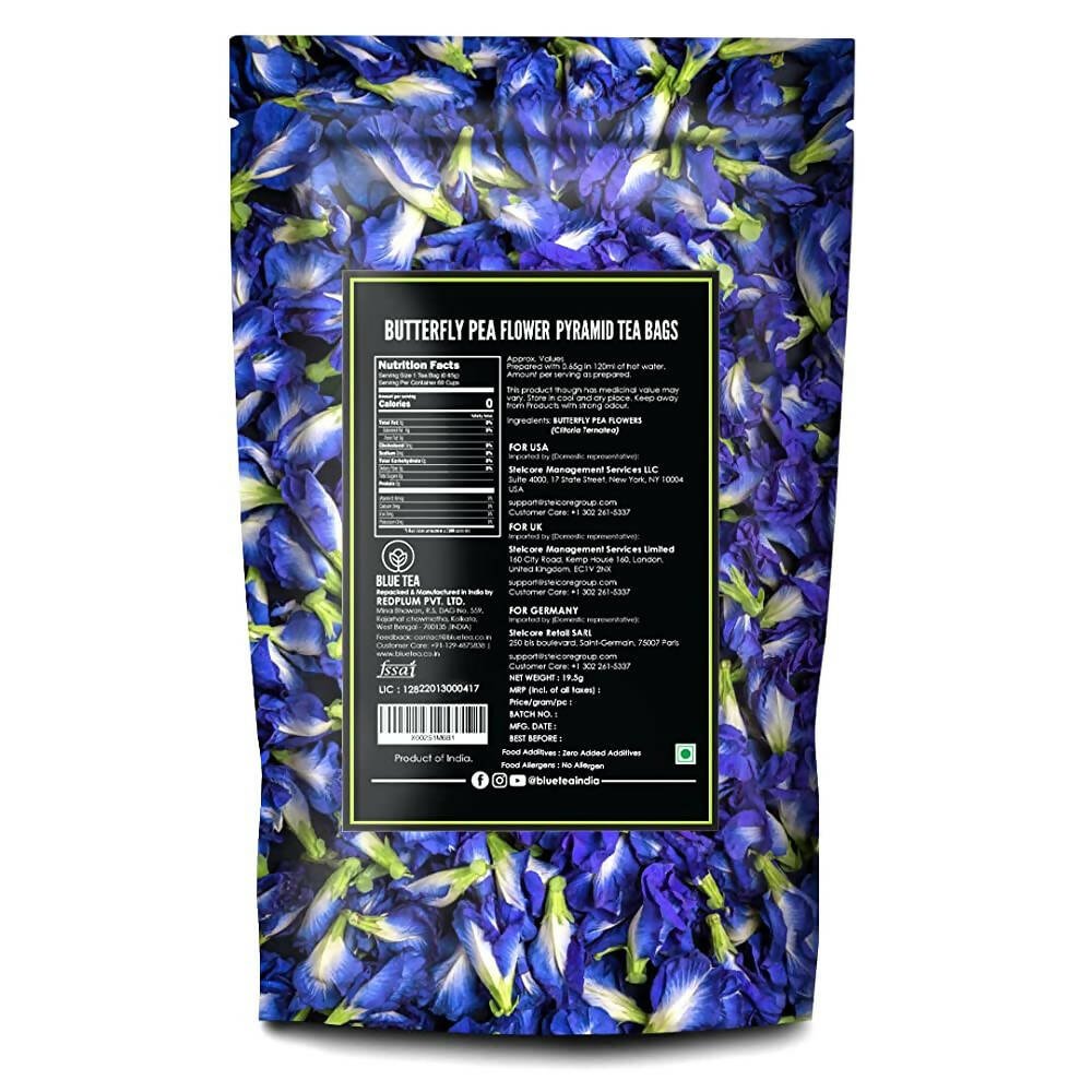 Blue Tea Butterfly Pea Herbal Tea Bags | Anti - Oxidant Rich Herbal Flower Based Caffeine Free - No Preservatives | Detox Tea Natural Premium Herbal Tea - Vamzn#