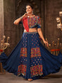 Blue Viscose Rayon Embroidered Designer Navratri Special Lehenga - Vamzn#