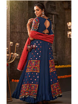 Blue Viscose Rayon Embroidered Designer Navratri Special Lehenga - Vamzn#