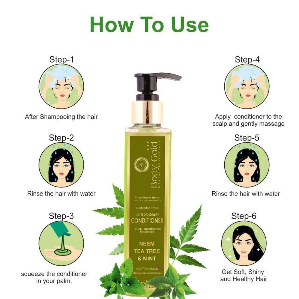 Body Gold Anti Dandruff Hair Conditioner Neem Tea Tree & Mint - Vamzn#
