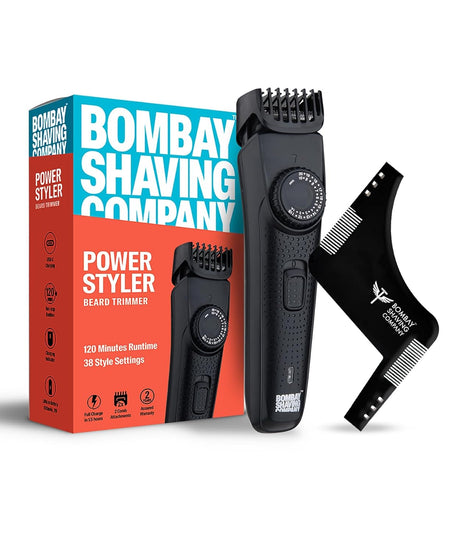 Bombay Shaving Company Beard Trimmer For Men, 2X Fast Charging, USB Type C, 2 Yr Warranty, 120Min runtime, Hair Trimmer, Shaving Machine, Cordless Beard, 38 length Settings(Black), Prime Trimmer - Vamzn#